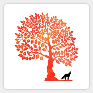 Fox Under a Tree Magnet